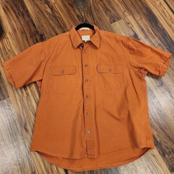 Cabelas Stonewash Canvas Button Down Tshirt XL Rust - Picture 4 of 6